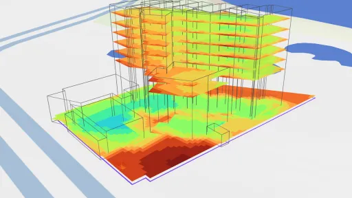Indoor mobile signal analysis - floor plates of a high rise building