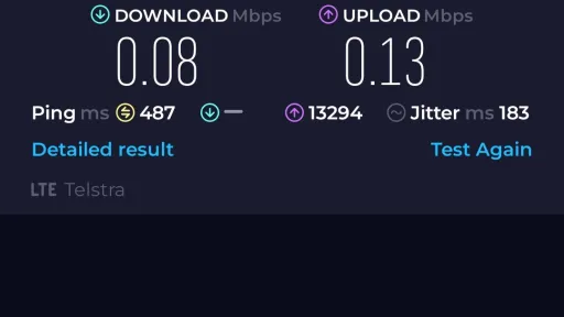 Telstra 4G bad speed test result