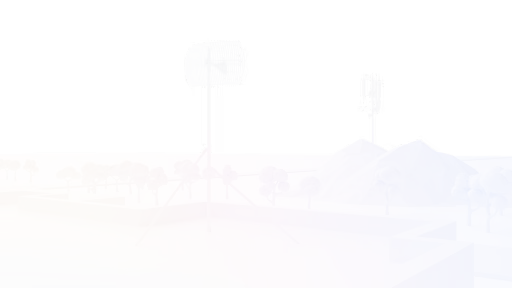 Rooftop antenna aimed to a cell tower in the distance
