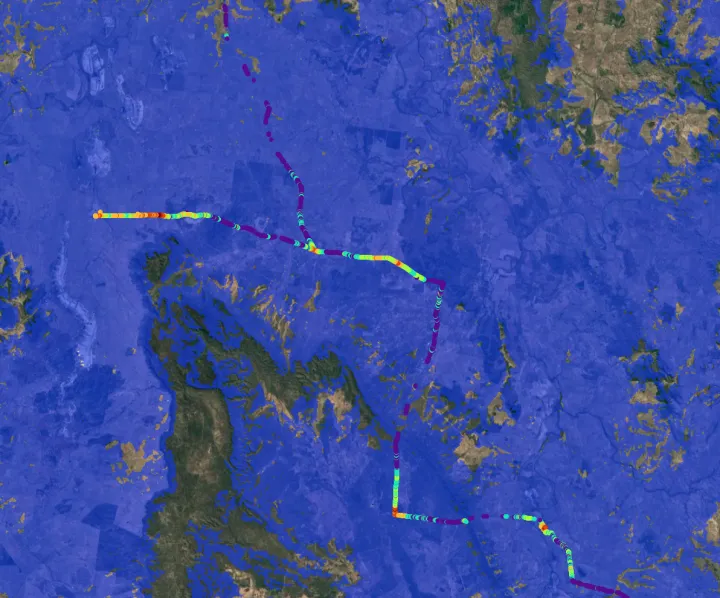 Central Highlands drive test with -122 dBm cutoff