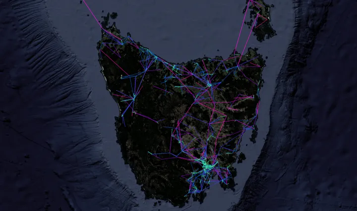 All ACMA microwave links modelled for Tasmania