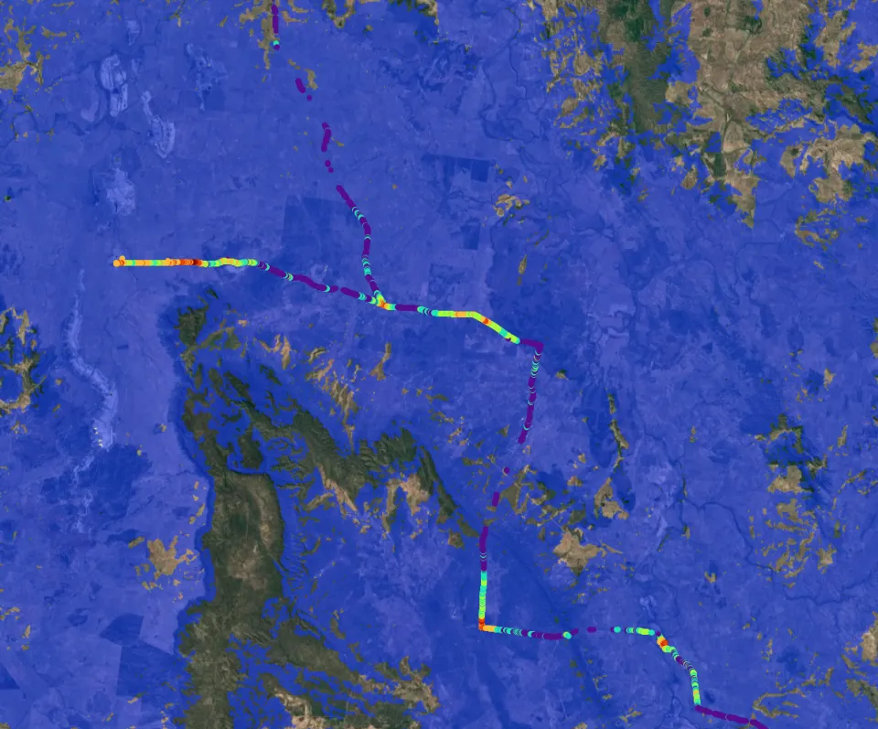 Central Highlands drive test with -122 dBm cutoff