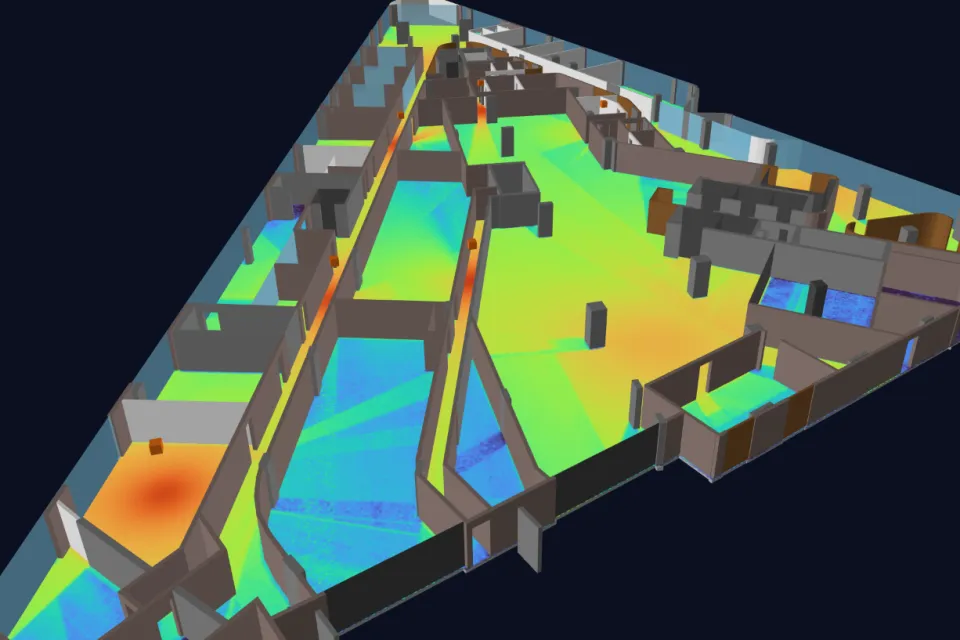 Apartment building car park mobile coverage ray tracing