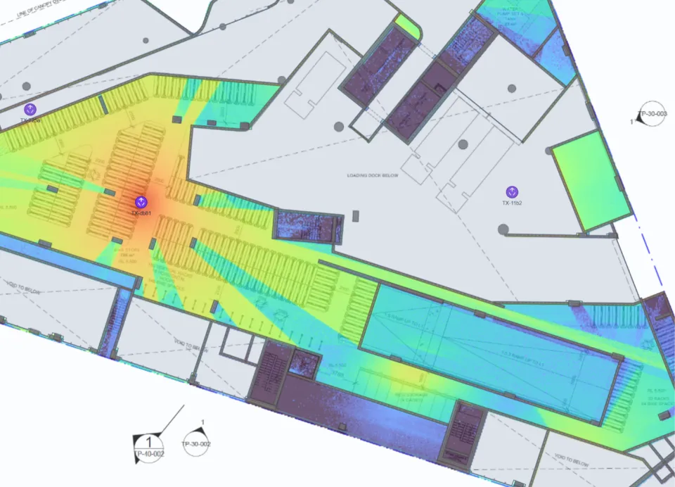 Raytracing analysis of a transmitter placed in underground car park